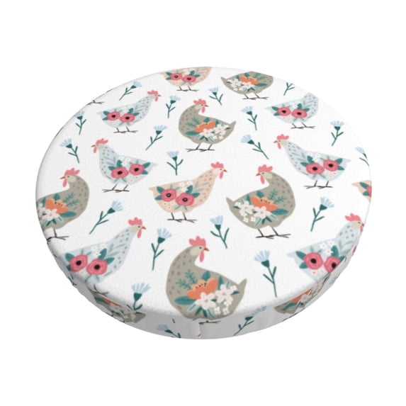 Goofa Funny Chicken Printed Stool Covers Round, Waterproof Round Bar Stool Covers Anti-Slip Round Bar Stool Seat Cover with Elastic Bands Durable -