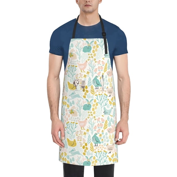 Goofa Funny Chicken Printed Waterproof Apron 33" Chef Aprons for Men Heavy Duty Chemical Work Apron Adjustable Bib Apron