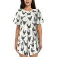 thumbnail image 1 of Goofa Funny Chicken for Womens Cotton 2 Piece Pajamas Set Classic Short Sleeve Pjs Set Soft Button Down Sleepwear Loungewear-4X-Large, 1 of 7