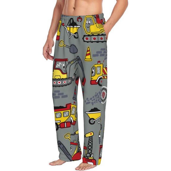 Goofa Funny Construction Printed Soft Pajama Pants for Men, Wide Leg Comfy Casual Lounge Yoga Pants-Small