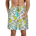 thumbnail image 1 of Goofa Funny Dinosaurs on Stripes Printed Mens Swim Trunks Summer Quick Dry Short Beach Swimwear Bathing Suits-Large, 1 of 9