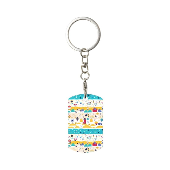Goofa Funny Farm Printed Rectangular Metal Keychain Bag Charm Floral Charm for Purse Keys Metal Keyring Gift for Women Accessories