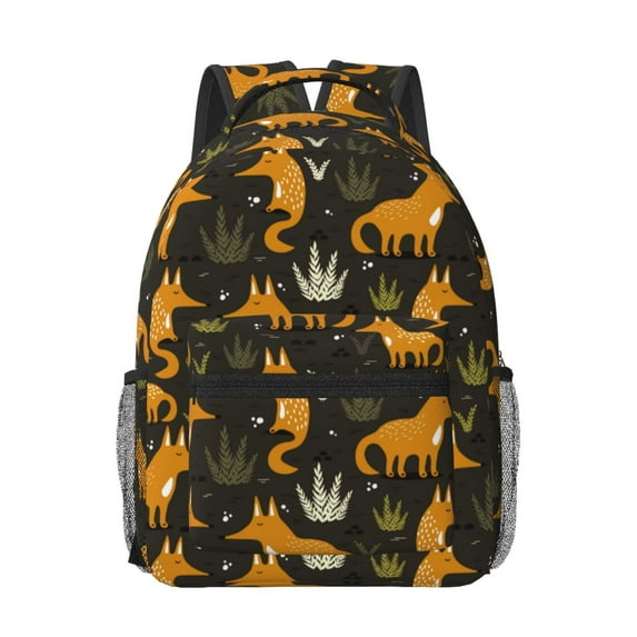 Goofa Funny Fox by the Field Pattern Comfortable Student Backpack - Ergonomic Design, Durable, Water-Resistant, Multi-Compartment,Travel, and Outdoor Activities