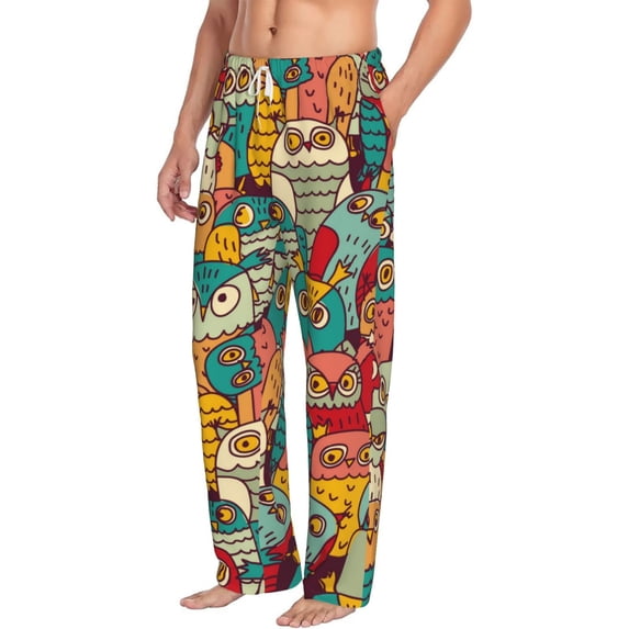 Goofa Funny Owl Bird Printed Soft Pajama Pants for Men, Wide Leg Comfy Casual Lounge Yoga Pants-XX-Large