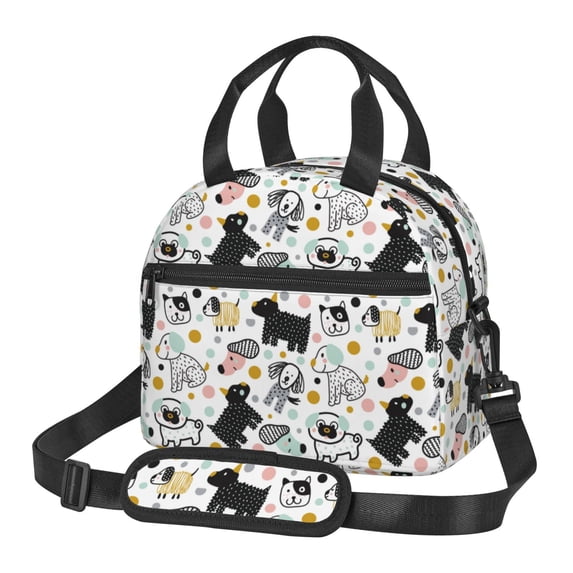 Goofa Funny Puppy Pattern Lunch Bag ,Insulated Lunch Box, Small Leakproof Cooler Food Lunch Containers Reusable High Capacity Lunch Tote Bags