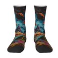 thumbnail image 1 of Goofa Galactic Jungle Dinosaurs Printed Men's Crew Socks, Soft Durable Breathable Moisture-Wicking with Odor Control Cotton socks, 1 of 9