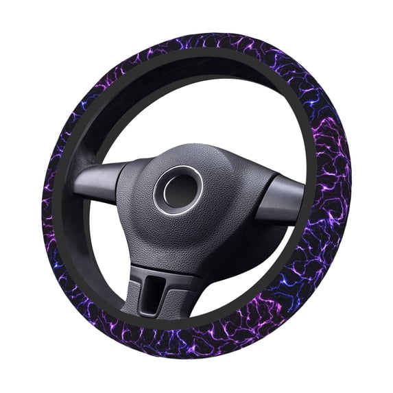 Goofa Galaxy Lightning Pattern Elastic Stretch Steering Wheel Cover,Universal 15 inch, Microfiber Breathable Ice Silk, Anti-Slip, Odorless, Easy Carry