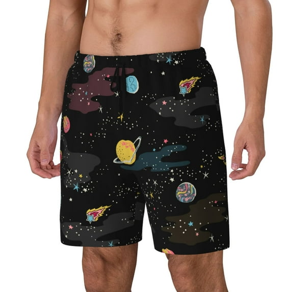 Goofa Galaxy Printed Men's Swim Trunks Board Shorts Quick Dry Mens Swimming Trunks with Compression Liner,Breathable Fit Hawaii Beach Shorts-3X-Large