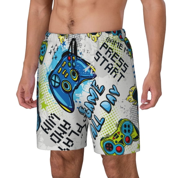 Goofa Game All Day Printed Men's Swim Trunks Board Shorts Quick Dry Mens Swimming Trunks with Compression Liner,Breathable Fit Hawaii Beach Shorts-Small