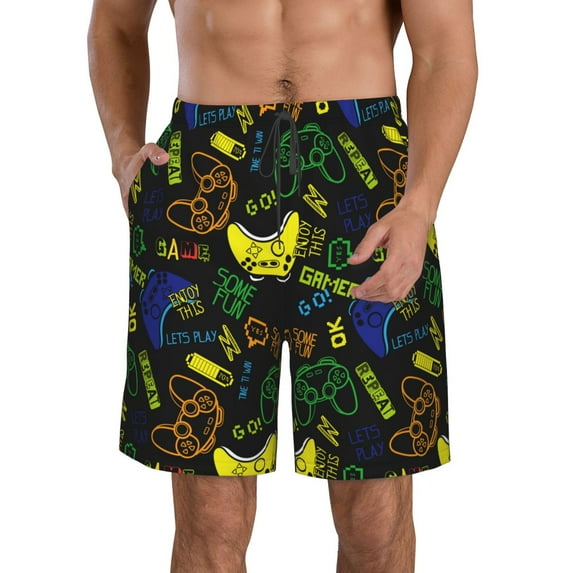 Goofa Game Play Printed Mens Swim Trunks Summer Quick Dry Short Beach Swimwear Bathing Suits-XX-Large