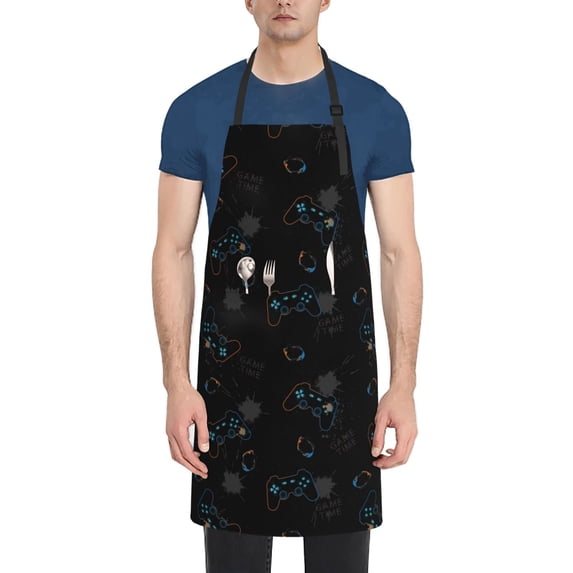Goofa Game Time Printed Waterproof Apron 33" Chef Aprons for Men Heavy Duty Chemical Work Apron Adjustable Bib Apron