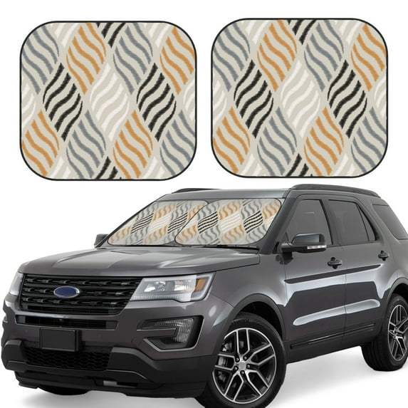 Goofa Geometric Pattern 2 Piece Car Windshield Sun Shade Foldable | Front Windshield Shade for Sun, Heat and UV Rays | Sunshade for Car Front Window-