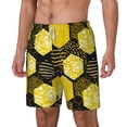 thumbnail image 1 of Goofa Geometric Pattern with Bee Printed Men's Swim Trunks Board Shorts Quick Dry Mens Swimming Trunks with Compression Liner,Breathable Fit Hawaii Beach Shorts-X-Large, 1 of 9