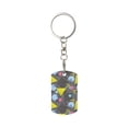 thumbnail image 1 of Goofa Geometric Printed Rectangular Metal Keychain Bag Charm Floral Charm for Purse Keys Metal Keyring Gift for Women Accessories, 1 of 7