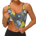 thumbnail image 1 of Goofa Geometric Printed Sports Bras for Women, High Impact Running Bra Workout Crop Tank Tops Longline Sports Bra Push up-Large, 1 of 9