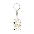 thumbnail image 1 of Goofa Geometric Triangle Printed Rectangular Metal Keychain Bag Charm Floral Charm for Purse Keys Metal Keyring Gift for Women Accessories, 1 of 7