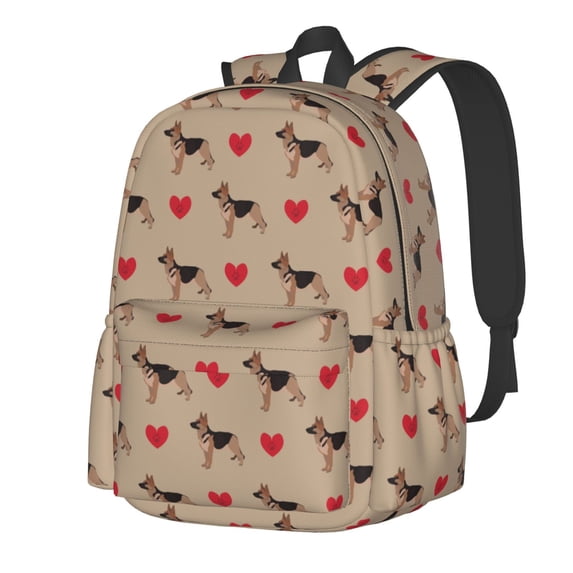 Goofa German Shepherd Dog Pattern Backpack for Students – Large Capacity, Lightweight with Adjustable Shoulder Straps, Perfect for School, Travel