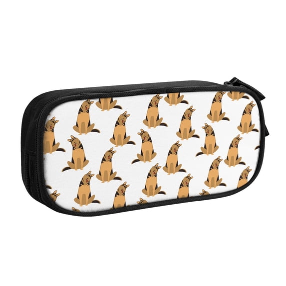 Goofa German Shepherd Dog Pattern Big Capacity Pencil Pen Case Office College Large Storage High Capacity Bag Pouch Holder Box Organizer
