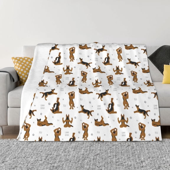 Goofa German Shepherd Dog Pattern Fleece Throw Blanket for Couch, Soft Checkered Flannel Blanket for Sofa, Warm Cozy Decorative Blanket Fall Decor Gift-40"x30"
