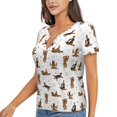 thumbnail image 1 of Goofa German Shepherd Dog Pattern Womens Deep V Neck Low Cut Tops Casual Summer Short Sleeve Ribbed Knit T-Shirts-XX-Large, 1 of 5
