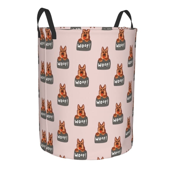 Goofa German Shepherd Dog Printed Circular Hamper,Laundry Basket with Handles,Storage Baskets Foldable,Large Capacity Laundry Hamper-