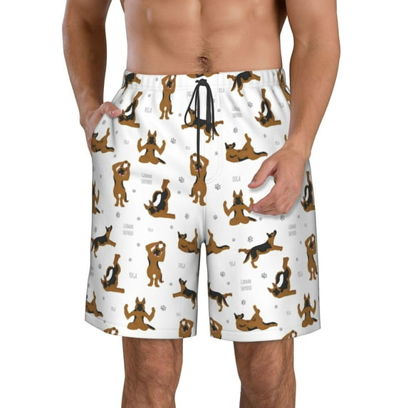 Goofa German Shepherd Dog Printed Mens Swim Trunks Summer Quick Dry Short Beach Swimwear Bathing Suits-X-Large