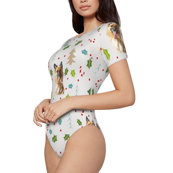 Goofa German Shepherd Dog Printed Women Rash Guard Short Sleeve,Tummy control Swimsuit Surfing Swimsuit Bathing Suit One Piece Swimsuit UPF 50-Small