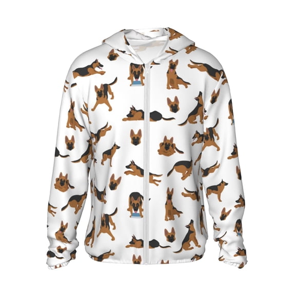 Goofa German Shepherd Dog Printed Women's UPF 50+ Sun Protection Hoodie Jacket Lightweight Long Sleeve Sun Shirt for Women with Pocket Hiking Outdoor-3X-Large