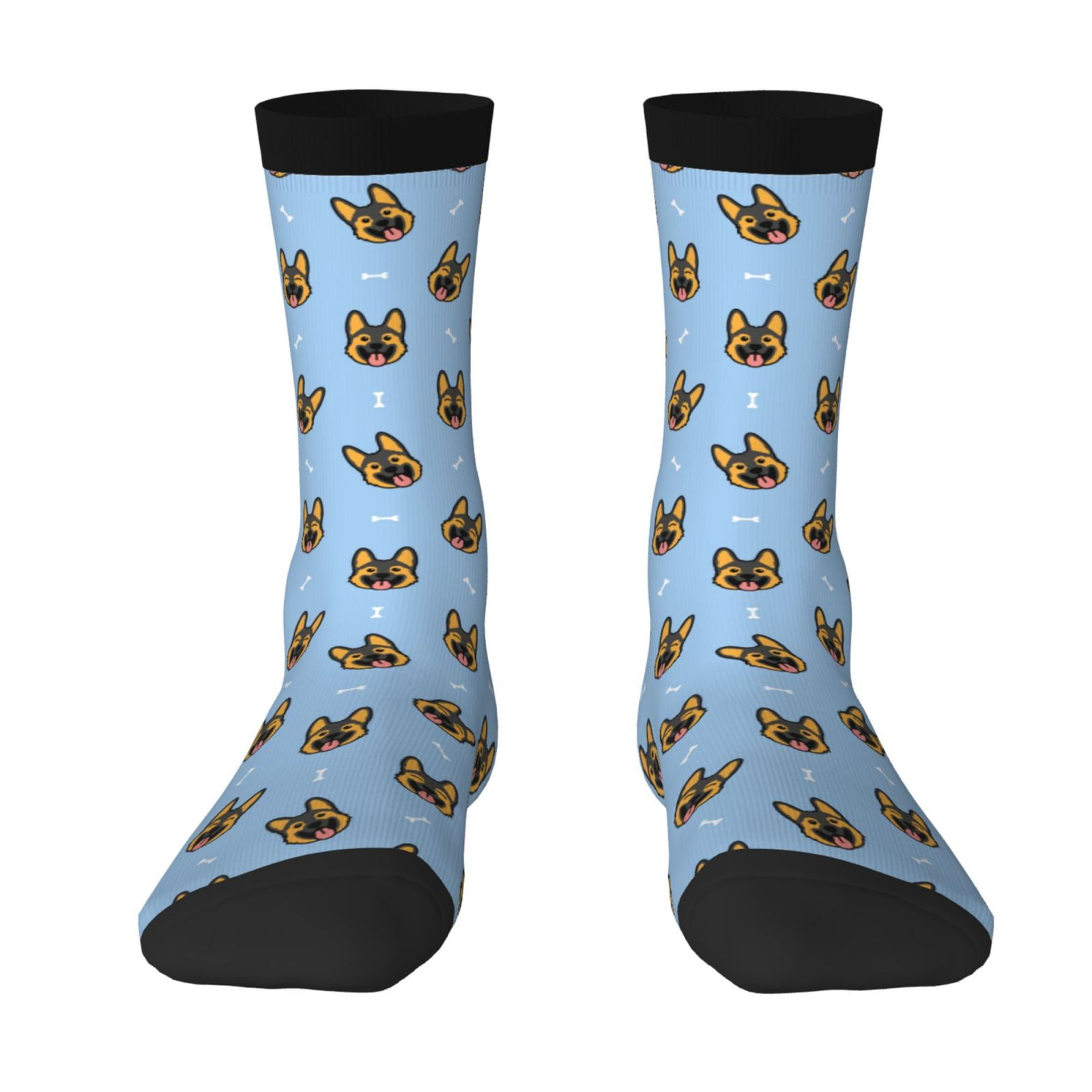 Goofa German Shepherd Puppy Printed Men's Crew Socks, Soft Durable