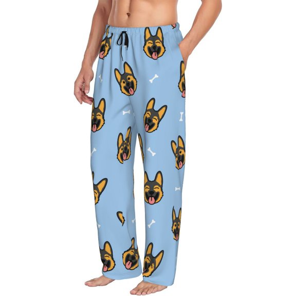 Goofa German Shepherd Puppy Printed Soft Pajama Pants for Men, Wide Leg Comfy Casual Lounge Yoga Pants-XX-Large