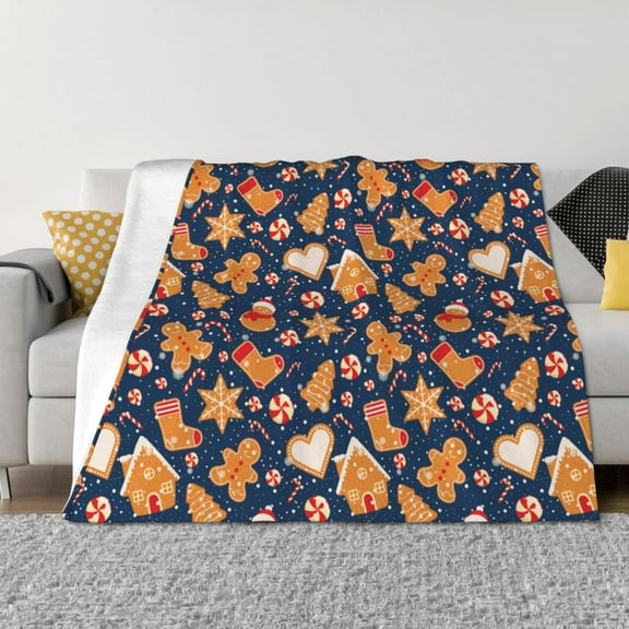 Goofa Gingerbread Delights Pattern Fleece Throw Blanket for Couch, Soft Checkered Flannel Blanket for Sofa, Warm Cozy Decorative Blanket Fall Decor Gift-40"x30"