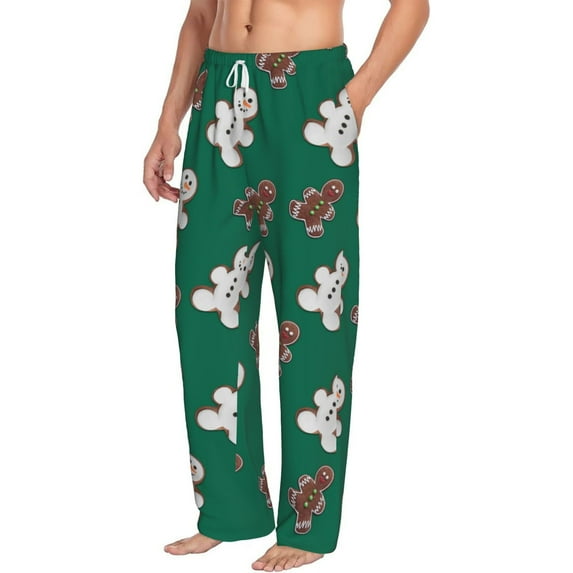 Goofa Gingerbread Snowman Cookies Printed Soft Pajama Pants for Men, Wide Leg Comfy Casual Lounge Yoga Pants-Small