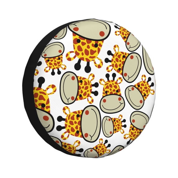 Goofa Giraffes Head Pattern Universal Tire Cover for Jeep, SUV, Truck, and Trailer – Waterproof, UV-Resistant,Easy to Install, Fits 14"-17" Tires-17 inch