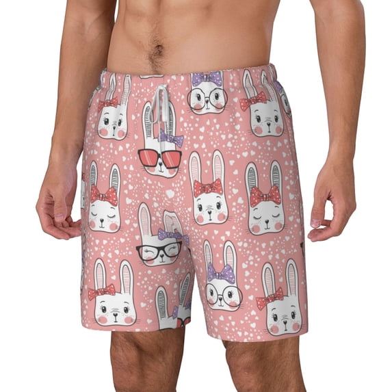 Goofa Girl Rabbit Printed Men's Swim Trunks Board Shorts Quick Dry Mens Swimming Trunks with Compression Liner,Breathable Fit Hawaii Beach Shorts-XX-Large