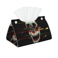thumbnail image 1 of Goofa Glitch Screaming Skull Pattern Triangle Square Tissue Box Cover, Modern PVC Leathe Facial Paper Holder,Decorative Holder/Organizer for Bathroom Vanity Countertop, 1 of 9