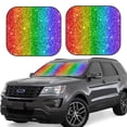thumbnail image 1 of Goofa Glitter Rainbow Pattern 2 Piece Car Windshield Sun Shade Foldable | Front Windshield Shade for Sun, Heat and UV Rays | Sunshade for Car Front Window-Small, 1 of 7