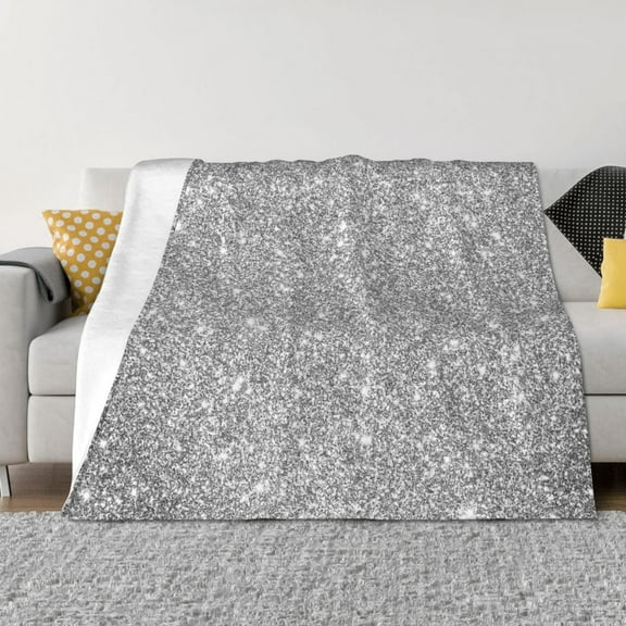 Goofa GlitterSilver Pattern Fleece Throw Blanket for Couch, Soft Checkered Flannel Blanket for Sofa, Warm Cozy Decorative Blanket Fall Decor Gift-40"x30"