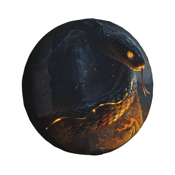Goofa Glowing Snake Dark Forest Pattern Universal Tire Cover for Jeep, SUV, Truck, and Trailer – Waterproof, UV-Resistant,Easy to Install, Fits 14"-17" Tires-14 inch