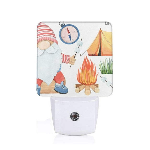 Goofa Gnome Camping Night Light, Plug-in, Dusk to Dawn Sensor, Warm White, Ambient Lighting, Ideal Kids Adults Nightlight-US