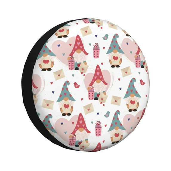 Goofa Gnome With Love Letter Pattern Universal Tire Cover for Jeep, SUV, Truck, and Trailer – Waterproof, UV-Resistant,Easy to Install, Fits 14"-17" Tires-17 inch