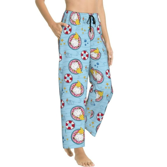 Goofa Gnome Pool Party Printed Soft Pajama Pants for Women, Wide Leg Comfy Casual Lounge Yoga Pants-X-Large