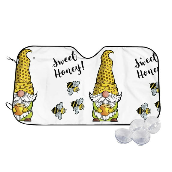 Goofa Gnome Sweet Honey Printed Car Windshield Sunshade,Foldable Reflective Sun Visor,UV Protection Heat Blocker Sunshade,Car Cooling Accessory-Small