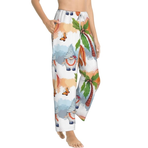 Goofa Gnome and Surfing Printed Soft Pajama Pants for Women, Wide Leg Comfy Casual Lounge Yoga Pants-Small