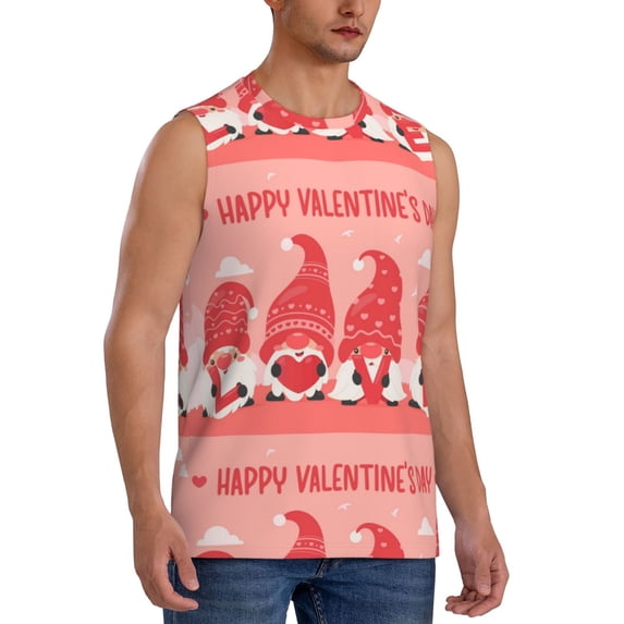 Goofa Gnomes Hold The Letters LOVE Printed Men's Sleeveless T-Shirt - Athletic Gym Workout Tank Top for Men - Moisture-Wicking, UPF 30+ Quick-Dry Muscle Tee-