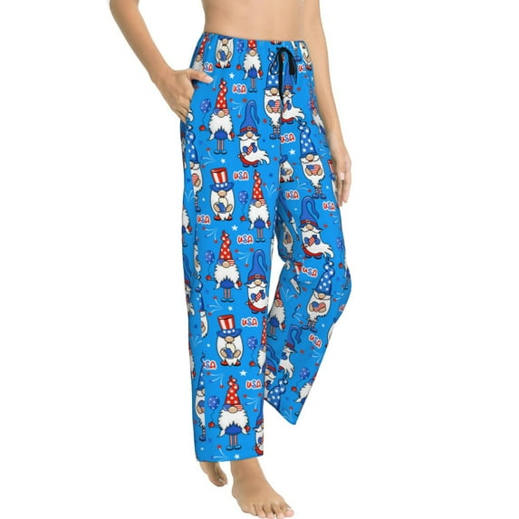 Goofa Gnomes in USA Printed Soft Pajama Pants for Women, Wide Leg Comfy Casual Lounge Yoga Pants-Medium