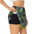thumbnail image 1 of Goofa Goal Time Printed Women 2 in 1 Running Shorts,Quick Dry Athletic Workout Shorts,High Waisted Athletic Shorts with Liner Pockets-, 1 of 9