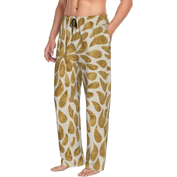 Goofa Gold Drops Printed Soft Pajama Pants for Men, Wide Leg Comfy Casual Lounge Yoga Pants-X-Large