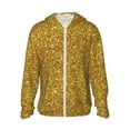 thumbnail image 1 of Goofa Gold Glitter Printed Women's UPF 50+ Sun Protection Hoodie Jacket Lightweight Long Sleeve Sun Shirt for Women with Pocket Hiking Outdoor-Medium, 1 of 9