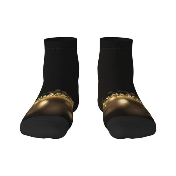 Goofa Gold Glittering Stars Pattern Non Slip Socks with Grips for Elderly, Crew Socks Yoga Hospital Socks Cushioned Sole Gripper Socks for Men Women