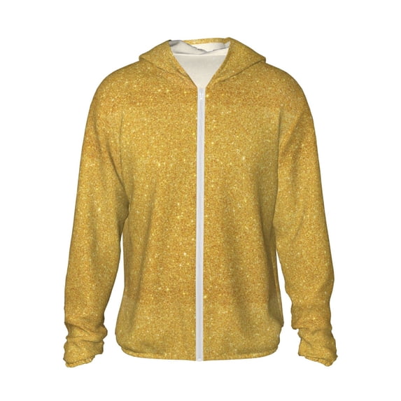 Goofa Gold Shiny Printed Women's UPF 50+ Sun Protection Hoodie Jacket Lightweight Long Sleeve Sun Shirt for Women with Pocket Hiking Outdoor-Medium